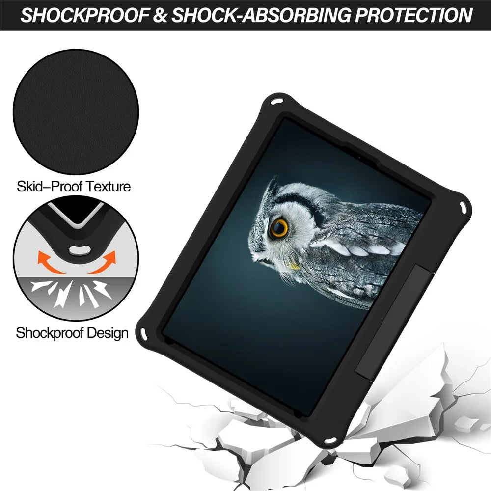 For iPad 10.2 (2019)/(2020)/(2021) EVA Shockproof Tablet Case Protective Cover with Ring Kickstand - Black - 2