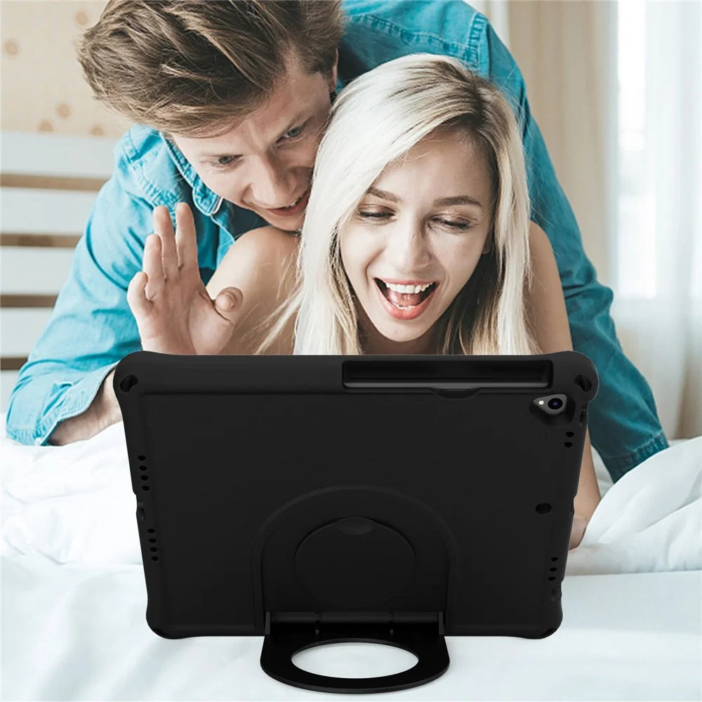 For iPad 10.2 (2019)/(2020)/(2021) EVA Shockproof Tablet Case Protective Cover with Ring Kickstand - Black - 4