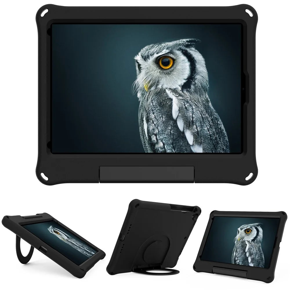 For iPad 10.2 (2019)/(2020)/(2021) EVA Shockproof Tablet Case Protective Cover with Ring Kickstand - Black - 5