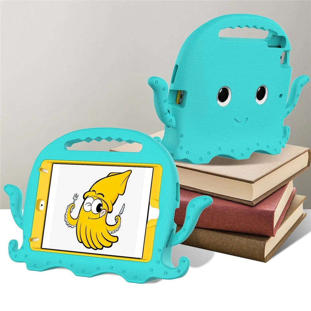 For iPad Mini/Mini 2/mini 3/mini 4/mini (2019) 7.9 inch EVA Tablet Case Cute Cartoon Octopus Protective Cover Pen Slot Design Anti-drop Case with Handle and Shoulder Strap - Baby Blue - 5