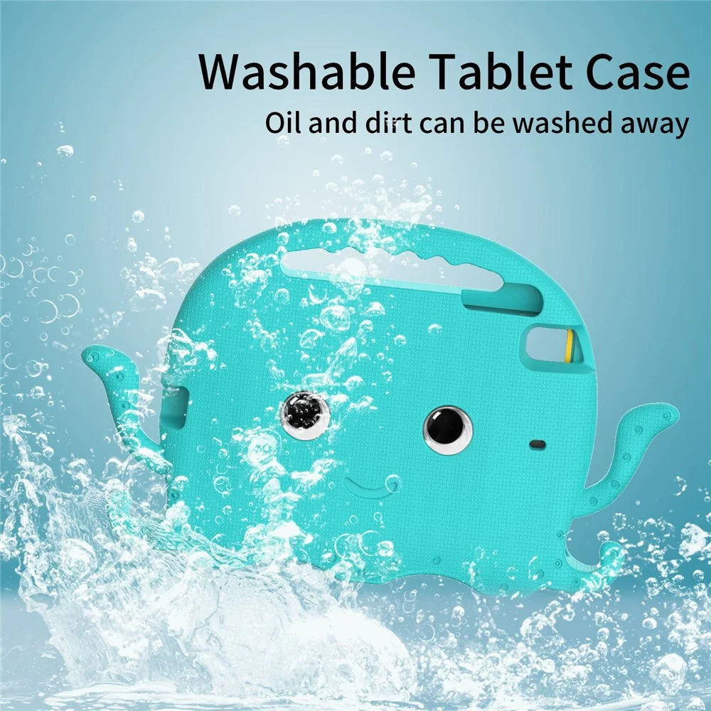 For iPad Mini/Mini 2/mini 3/mini 4/mini (2019) 7.9 inch EVA Tablet Case Cute Cartoon Octopus Protective Cover Pen Slot Design Anti-drop Case with Handle and Shoulder Strap - Baby Blue - 6