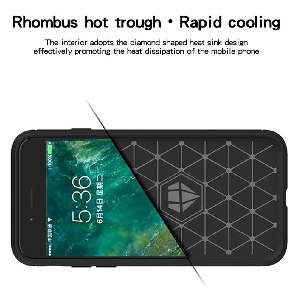MOFI For iPhone SE (2022)/(2020)/7 4.7 inch/8 4.7 inch Carbon Fiber Brushed Surface Phone Case Anti-scratch Soft TPU Cover - Black - 3