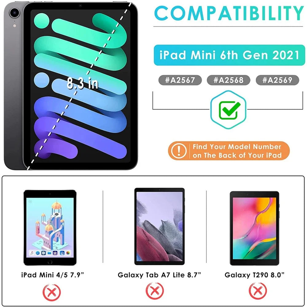 Well-Protected Shockproof Case for iPad mini (2024) / mini (2021) Litchi Texture PU Leather Folio Flip Cover Folding Stand Tablet Case - Black - 7