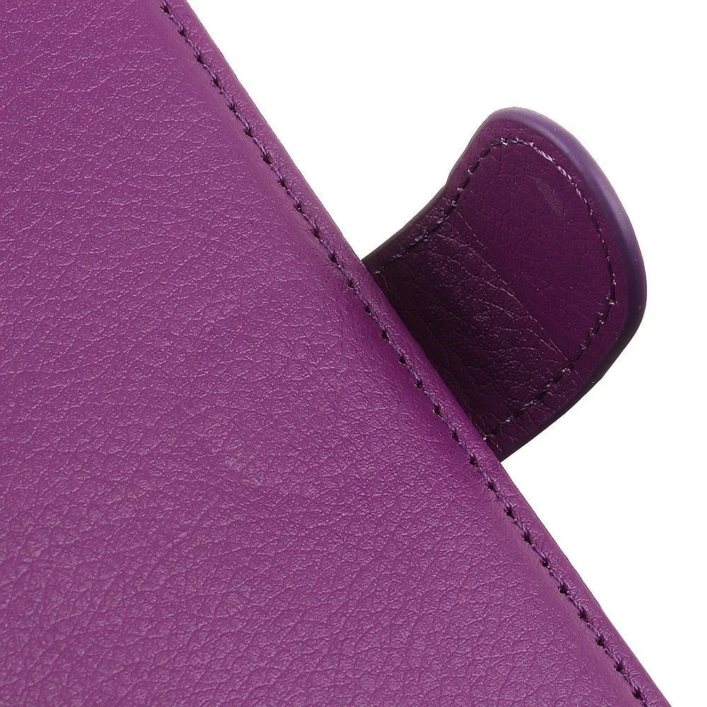 For iPhone 14 Pro Max 6.7 inch Litchi Texture Anti-fall Protection PU Leather Cover Stand Magnetic Wallet Cell Phone Case - Purple - 6