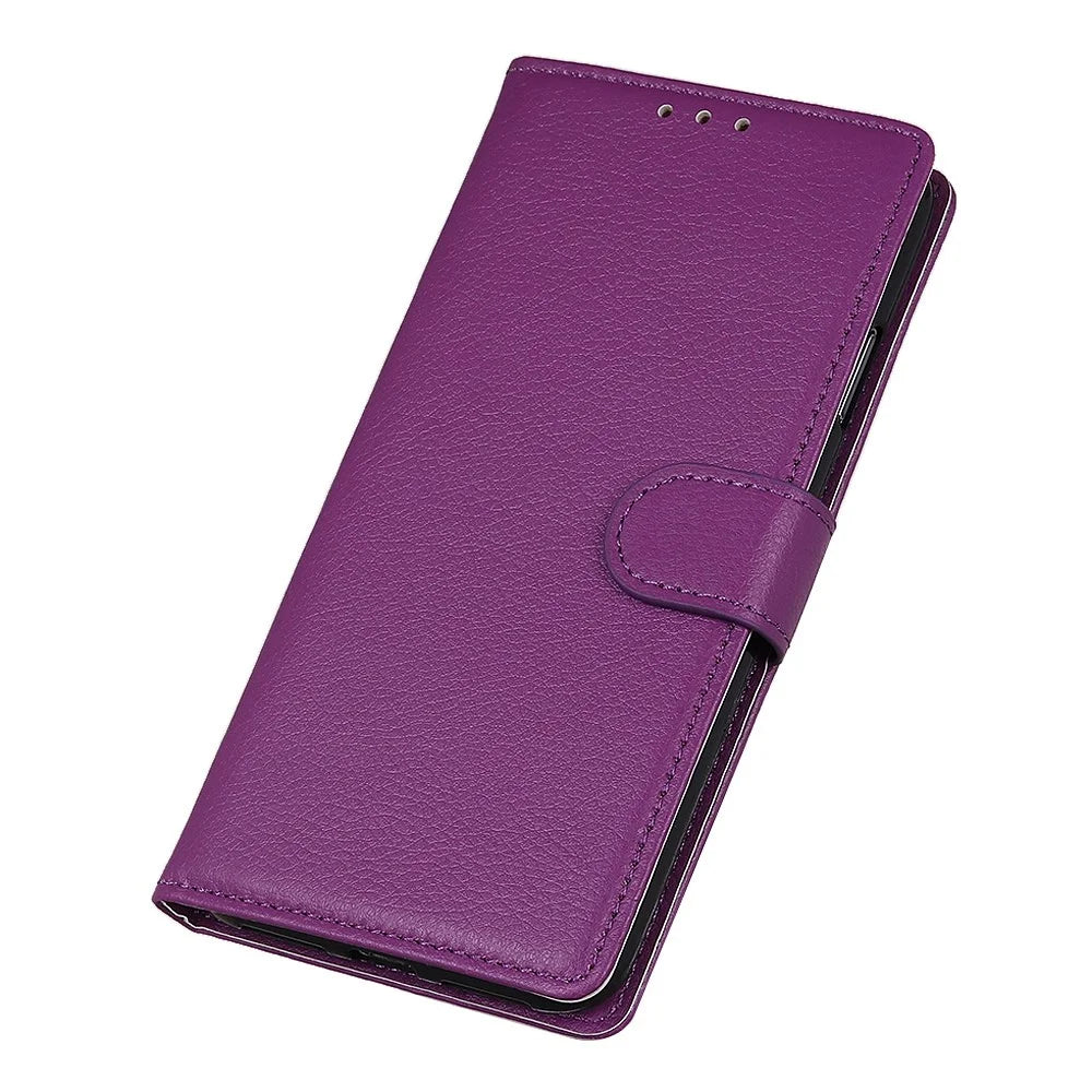 For iPhone 14 Pro Max 6.7 inch Litchi Texture Anti-fall Protection PU Leather Cover Stand Magnetic Wallet Cell Phone Case - Purple - 7