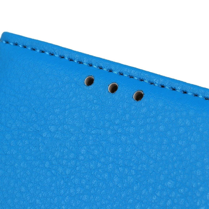 For iPhone 14 6.1 inch Smooth Litchi Texture PU Leather Cover Stand Magnetic Protective Shock-Absorbing Wallet Case - Blue - 4