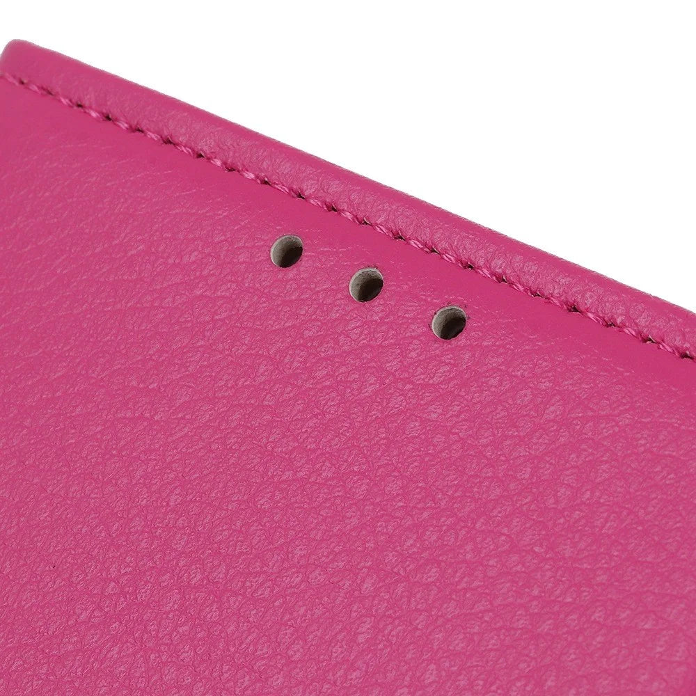For iPhone 14 Pro 6.1 inch Litchi Texture Wear-resistant PU Leather Cover Stand Magnetic Protective Drop-proof Wallet Case - Rose - 5