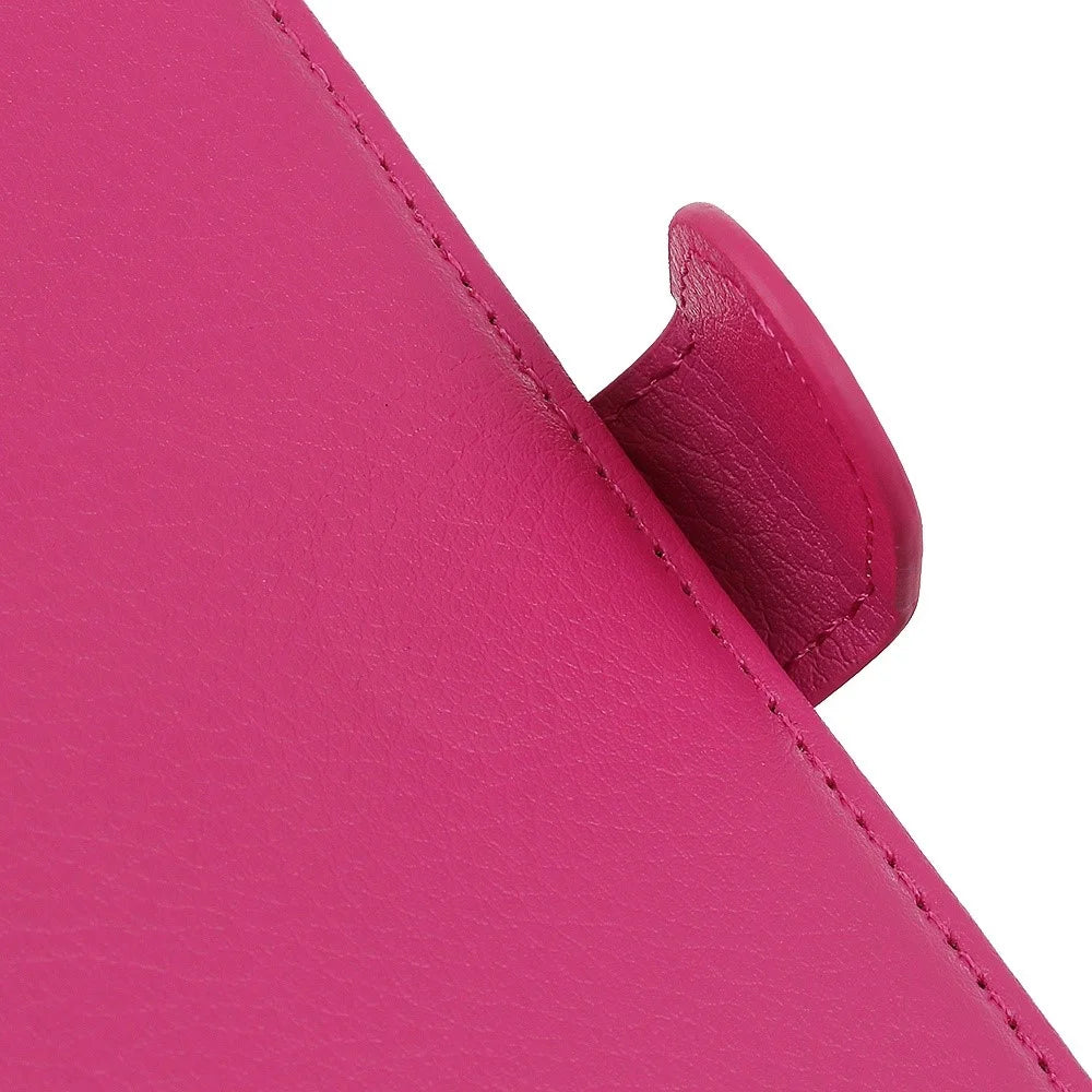For iPhone 14 Pro 6.1 inch Litchi Texture Wear-resistant PU Leather Cover Stand Magnetic Protective Drop-proof Wallet Case - Rose - 6