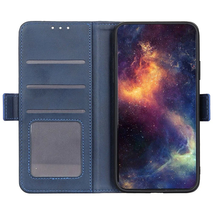 For iPhone 14 Pro 6.1 inch Textured PU Leather Anti-scratch Phone Case Wallet Stand Function Phone Shell - Blue - 2