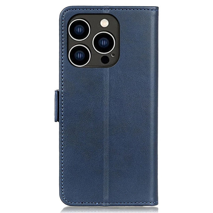 For iPhone 14 Pro 6.1 inch Textured PU Leather Anti-scratch Phone Case Wallet Stand Function Phone Shell - Blue - 7