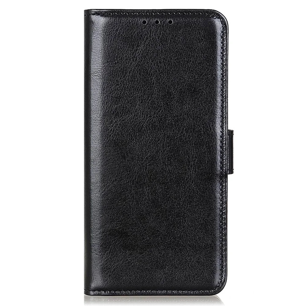 For iPhone 14 6.1 inch Crazy Horse Texture Phone Cover Shockproof Stand Case PU Leather Wallet Magnetic Protective Shell with Card Slots- Black - 6