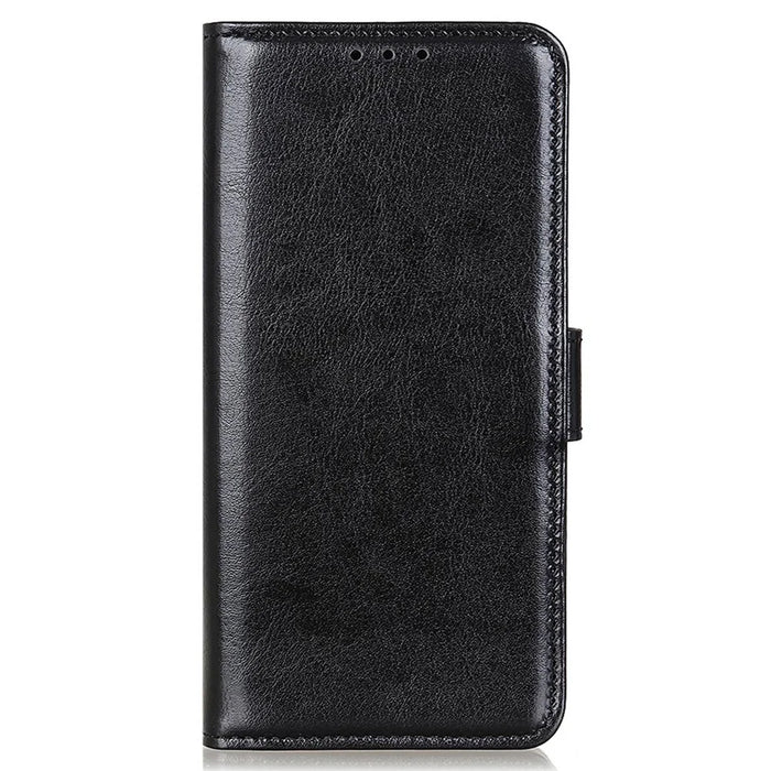 For iPhone 14 Plus 6.7 inch Crazy Horse Texture Phone Case Shockproof Stand Cover PU Leather Wallet Ant-drop Magnetic Protective Shell - Black - 6
