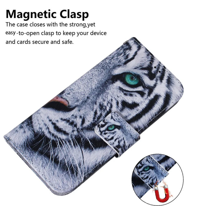 Pattern Printing Phone Case for iPhone 14 6.1 inch, PU Leather Wallet Flip Folio Case Adjustable Stand Shell - Tiger Head - 4