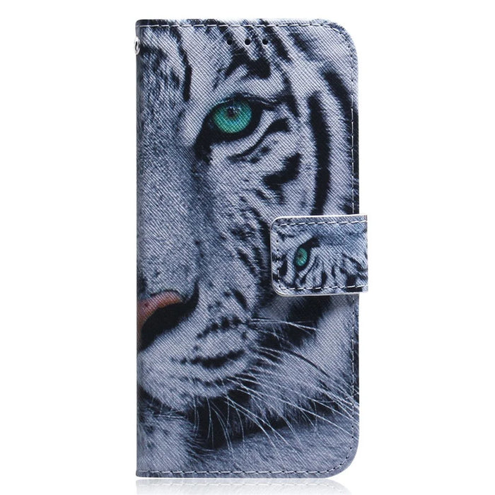 Pattern Printing Phone Case for iPhone 14 6.1 inch, PU Leather Wallet Flip Folio Case Adjustable Stand Shell - Tiger Head - 7