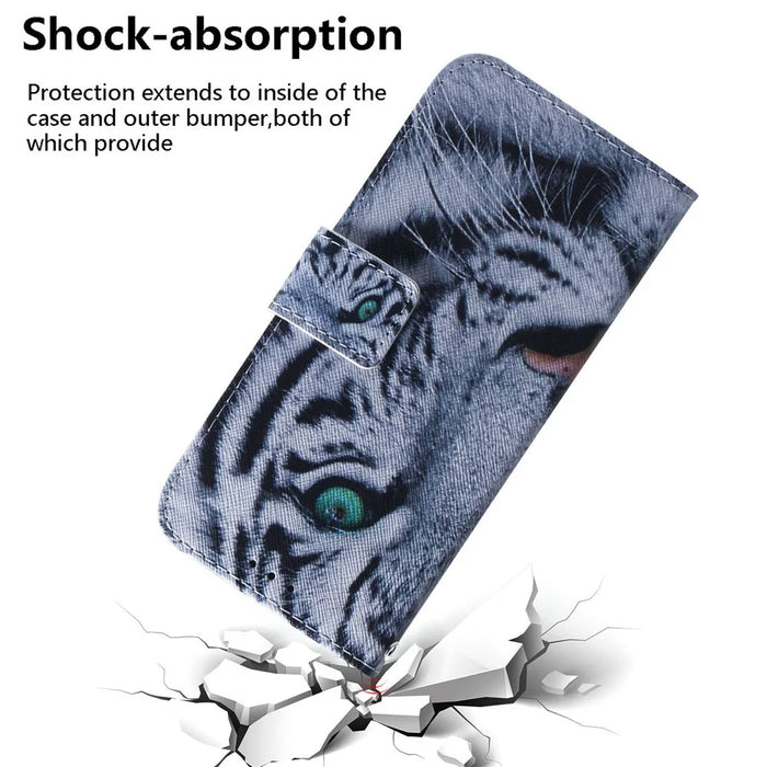 Wallet Stand Phone Cover for iPhone 14 Pro 6.1 inch, PU Leather Pattern Printing Shockproof Case - Tiger Head - 5