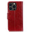 For iPhone 14 Pro 6.1 inch Split Leather Nappa Texture Phone Case with Magnetic Closure Stand Wallet Shockproof Phone Cover - Red - 7