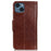 Split Leather Nappa Texture Phone Case for iPhone 14 6.1 inch, Magnetic Closure Stand Wallet Anti-drop Phone Cover Shockproof Mobile Phone Shell - Brown - 7
