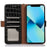 Crocodile Texture Phone Case for iPhone 14 6.1 inch, Genuine Cowhide Leather RFID Blocking Stand Wallet Cover - Black - 2