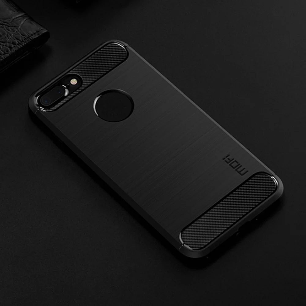 MOFI For iPhone 7 Plus 5.5 inch/8 Plus 5.5 inch Carbon Fiber Texture Brushed TPU Case Scratch-resistant Mobile Phone Cover - Black - 6