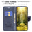 For iPhone 14 Plus Wallet Case Imprinted Butterflies Leather Phone Cover with Strap - Dark Blue - 3