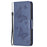 For iPhone 14 Plus Wallet Case Imprinted Butterflies Leather Phone Cover with Strap - Dark Blue - 6