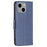 For iPhone 14 Plus Wallet Case Imprinted Butterflies Leather Phone Cover with Strap - Dark Blue - 7