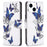 For iPhone 14 Leather Case Pattern Printing Wallet Stand Flip Mobile Cover - Butterflies - 1