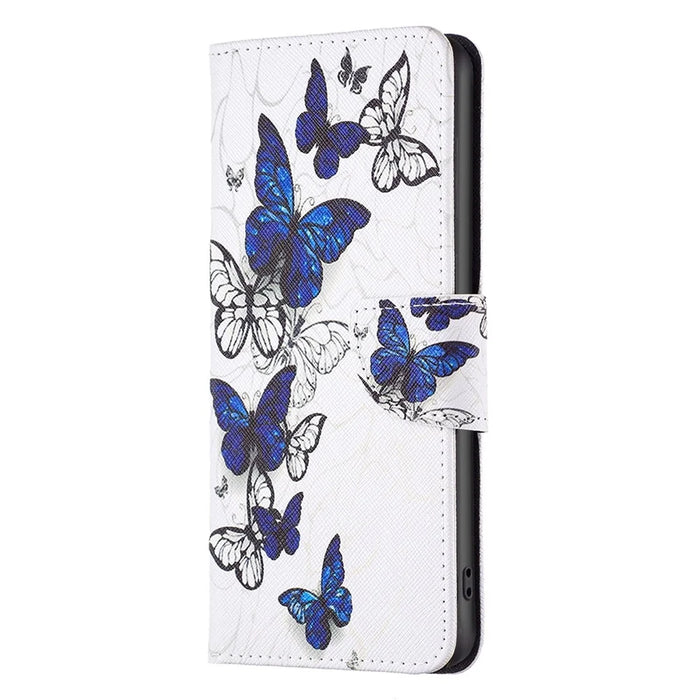 For iPhone 14 Leather Case Pattern Printing Wallet Stand Flip Mobile Cover - Butterflies - 6
