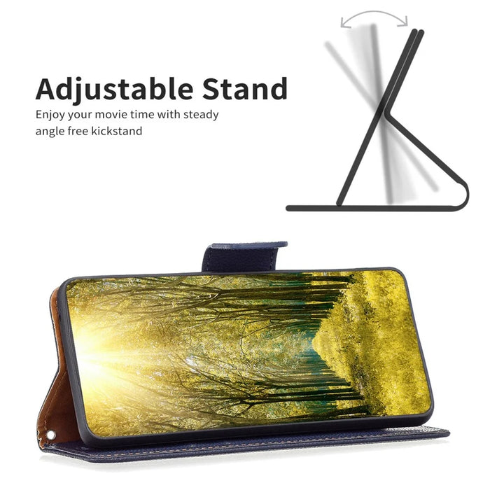 For iPhone 14 Wallet Case Litchi Texture Flip Leather Mobile Cover Stand with Strap - Dark Blue - 2