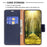 For iPhone 14 Wallet Case Litchi Texture Flip Leather Mobile Cover Stand with Strap - Dark Blue - 3