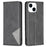 For iPhone 14 Leather Case with Card Holder Imprinting Pattern Phone Stand Cover - Black - 1