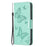 For iPhone 14 Wallet Case Imprinted Butterflies Leather Phone Cover with Strap - Green - 6
