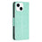 For iPhone 14 Wallet Case Imprinted Butterflies Leather Phone Cover with Strap - Green - 7