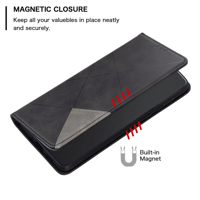 For iPhone 14 Pro Leather Case with Card Holder Imprinting Pattern Phone Stand Cover - Black - 4
