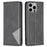 For iPhone 14 Pro Leather Case with Card Holder Imprinting Pattern Phone Stand Cover - Black - 1