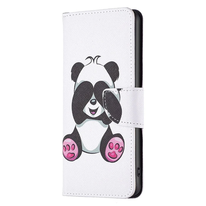 For iPhone 14 Pro Max Leather Case Pattern Printing Wallet Stand Flip Mobile Cover - Panda - 6