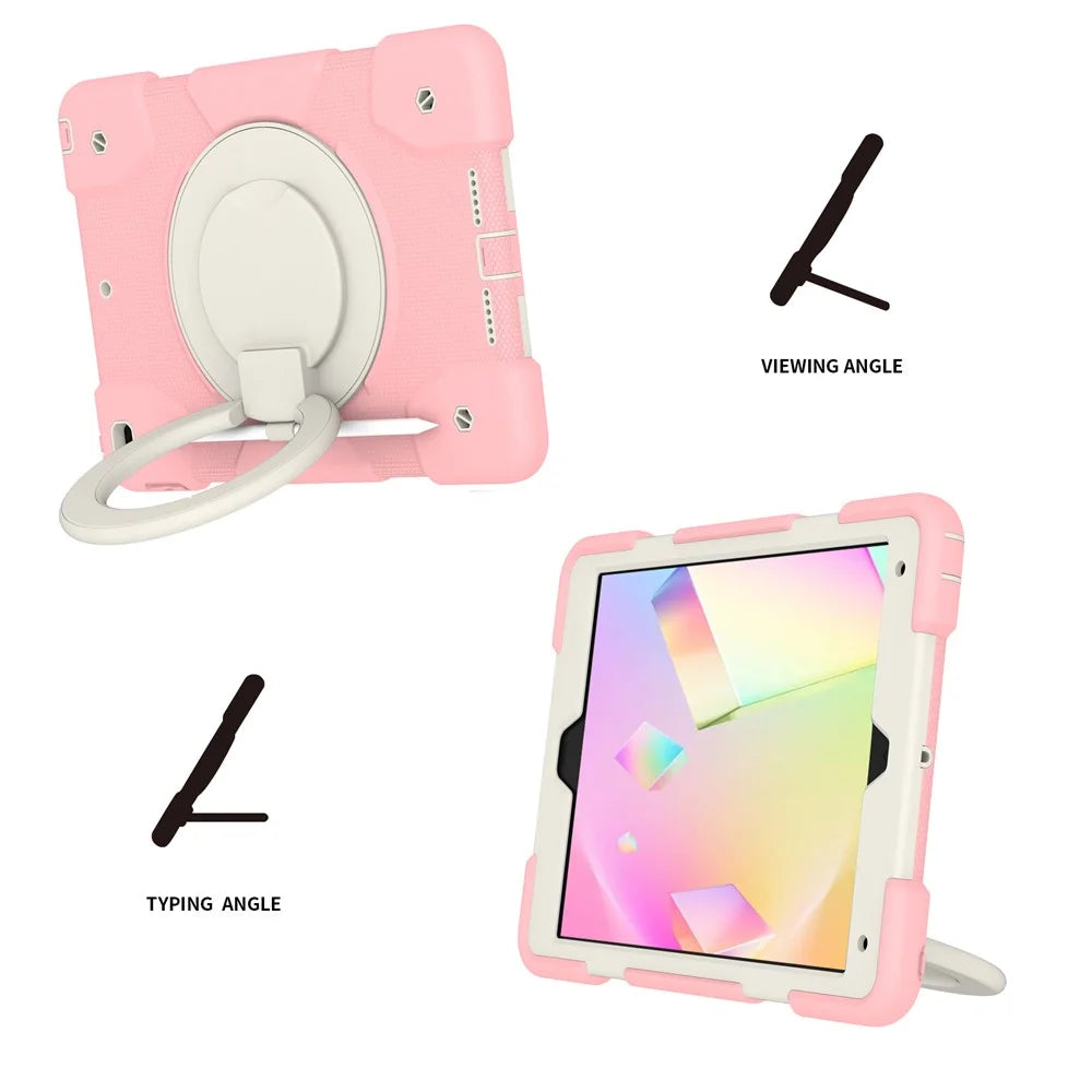 For iPad 10.2 (2021)/(2019)/(2020) Anti-fall Protective Case Shockproof Tablet Cover Lightweight Scratch Resistant Case with Kickstand/Shoulder Strap - Sakura Pink - 2