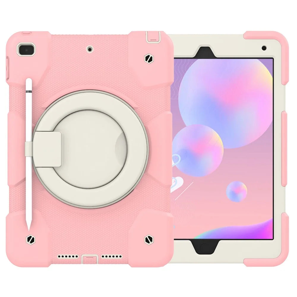 For iPad 10.2 (2021)/(2019)/(2020) Anti-fall Protective Case Shockproof Tablet Cover Lightweight Scratch Resistant Case with Kickstand/Shoulder Strap - Sakura Pink - 3