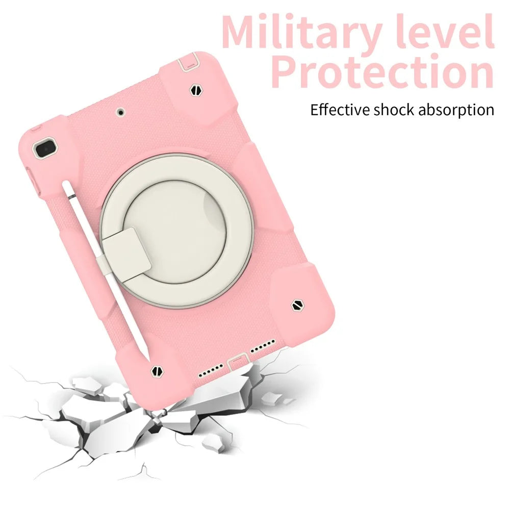 For iPad 10.2 (2021)/(2019)/(2020) Anti-fall Protective Case Shockproof Tablet Cover Lightweight Scratch Resistant Case with Kickstand/Shoulder Strap - Sakura Pink - 6