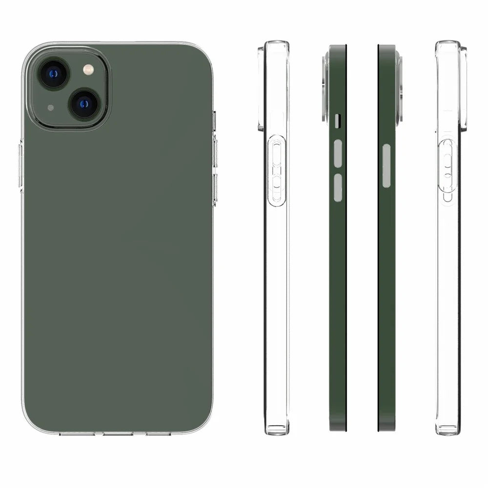 For iPhone 14 Plus 6.7 inch Transparent TPU Phone Case Watermark-free Texture Inside Soft Back Phone Cover - 6