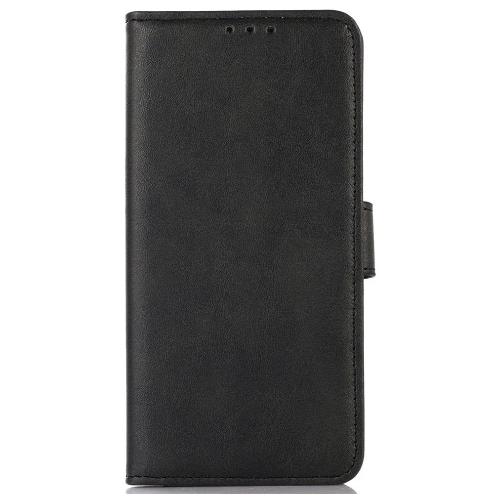 For iPhone 14 6.1 inch Shockproof Phone Cover Textured PU Leather Stand Wallet Scratch Resistant Mobile Phone Case Magnetic Design Protective Shell - Black - 7