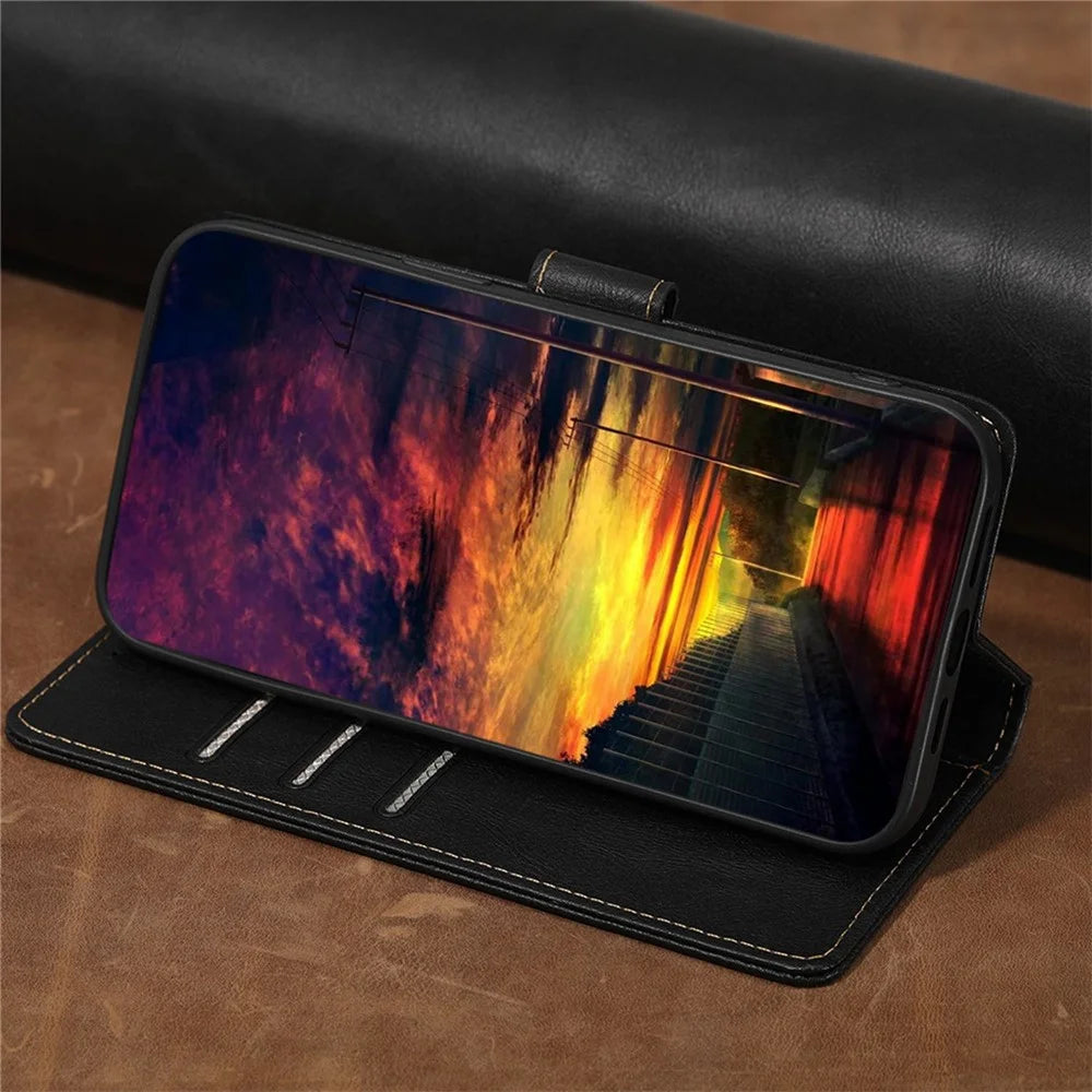For iPhone 7/8 4.7 inch/SE (2020)/(2022) Waterproof Leather Phone Case RFID Blocking Magnetic Closure Anti-scratch Cellphone Cover with Wallet Stand - Black - 5