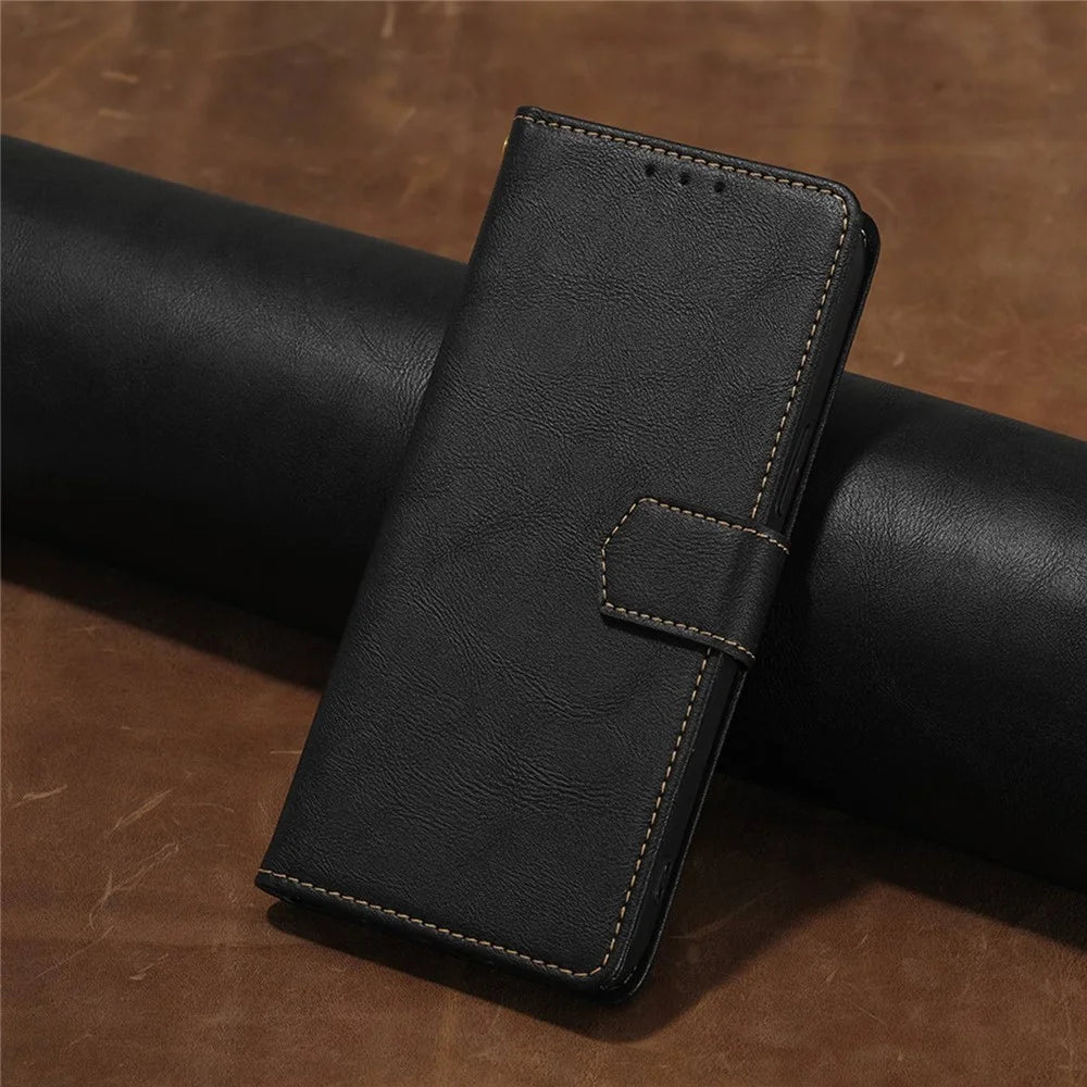 For iPhone 7/8 4.7 inch/SE (2020)/(2022) Waterproof Leather Phone Case RFID Blocking Magnetic Closure Anti-scratch Cellphone Cover with Wallet Stand - Black - 7