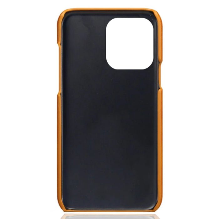 For iPhone 14 Pro Max 6.7 inch Slim Phone Protector Shockproof Textured PU Leather Coated PC Cell Phone Case - Orange - 4