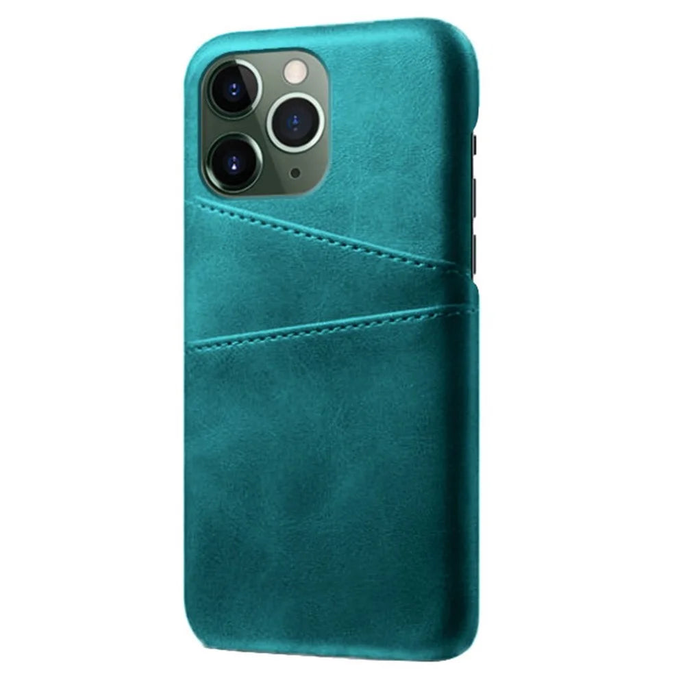Phone Case for iPhone 14 Pro Max 6.7 inch Two Card Slots Scratch-resistant Drop-proof PU Leather Coated Hard PC Cover - Green - 2