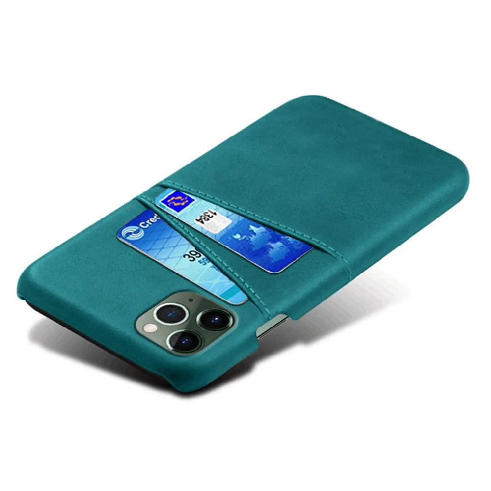 Phone Case for iPhone 14 Pro Max 6.7 inch Two Card Slots Scratch-resistant Drop-proof PU Leather Coated Hard PC Cover - Green - 4
