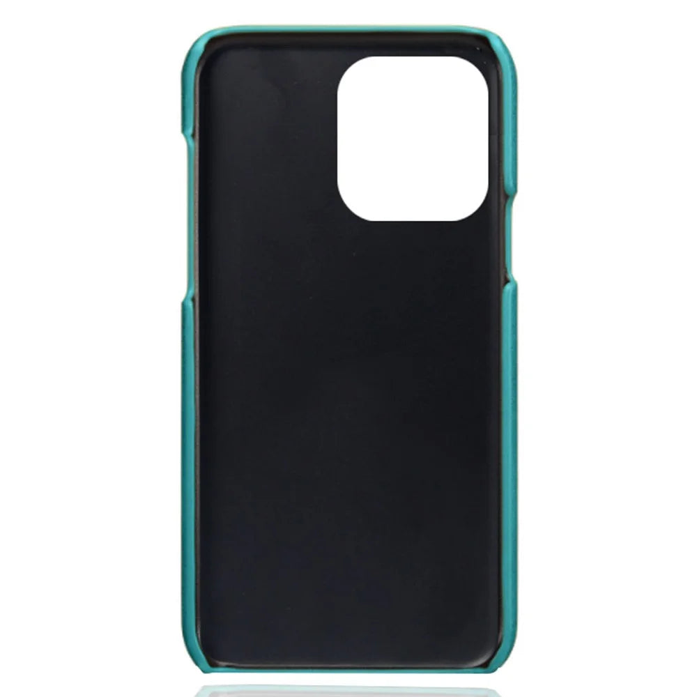 Phone Case for iPhone 14 Pro Max 6.7 inch Two Card Slots Scratch-resistant Drop-proof PU Leather Coated Hard PC Cover - Green - 5