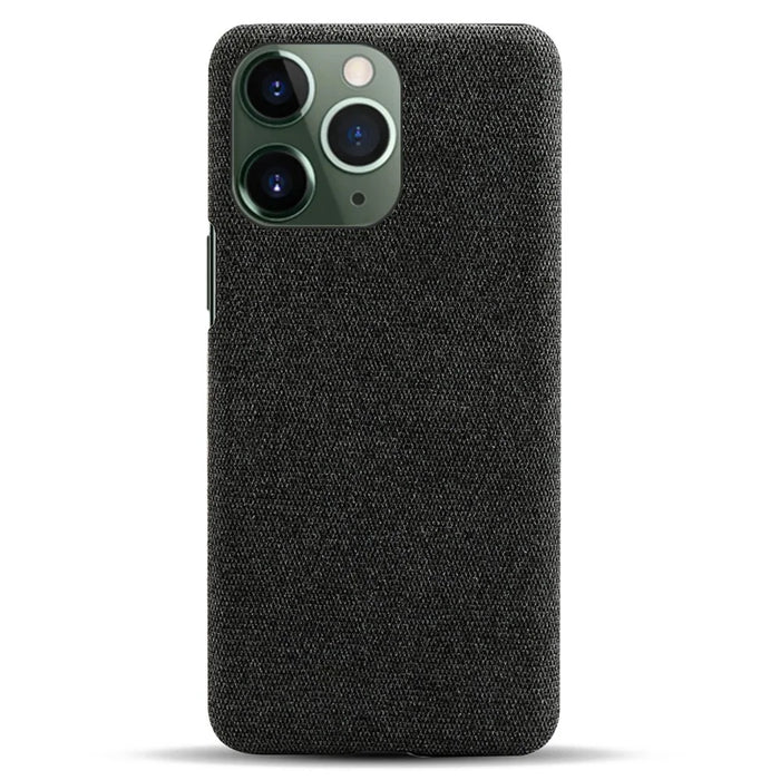 For iPhone 14 Pro Max 6.7 inch Cell Phone Case Shell Solid Color Hard PC+Cloth Phone Cover - Black - 3