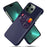 For iPhone 14 Pro Max 6.7 inch Shockproof Well-protected Card Slot Cloth Texture Phone Case PU Leather Coated Hard PC Shell - Blue - 1