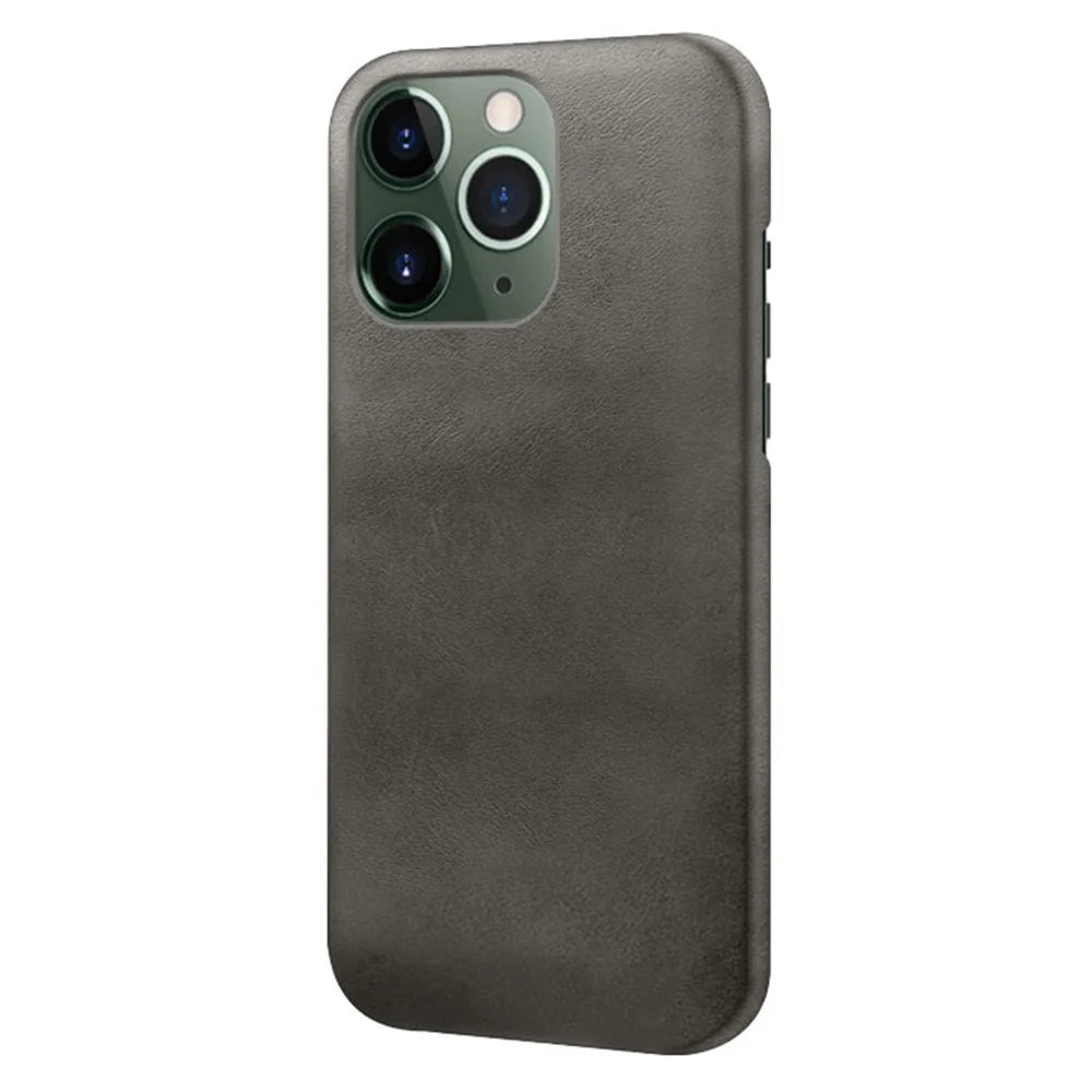 For iPhone 14 Pro 6.1 inch Wear-resistant Textured PU Leather Coated PC Well-protected Phone Case - Black - 1